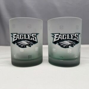 Philadelphia Eagles Green Bottom Frosted Bar Glasses Set Of 2